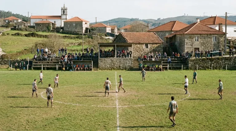 Campo de futebol amador com jogo local