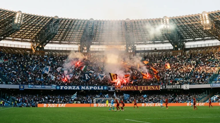 Estádio italiano de Serie A em dia de jogo